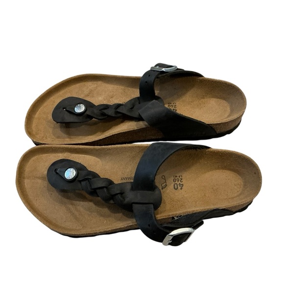 Birkenstock Gizeh braided black oiled leather sandals women’s 40/9 - Picture 11 of 14